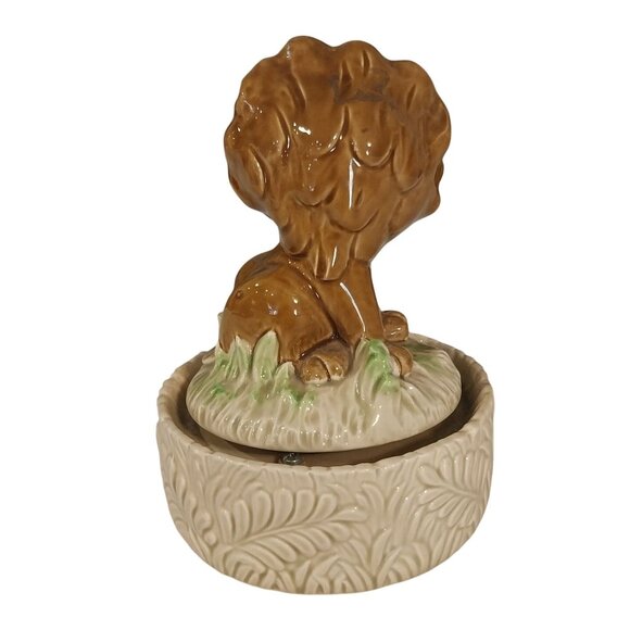 Lion And Mouse Windup Ceramic Music Box Plays Feelings Vintage - Picture 2 of 9